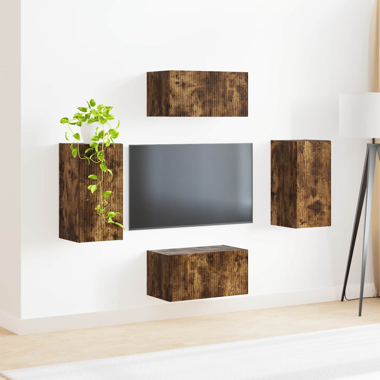TV Cabinet Set 4 pcs Smoked Oak Engineered Wood