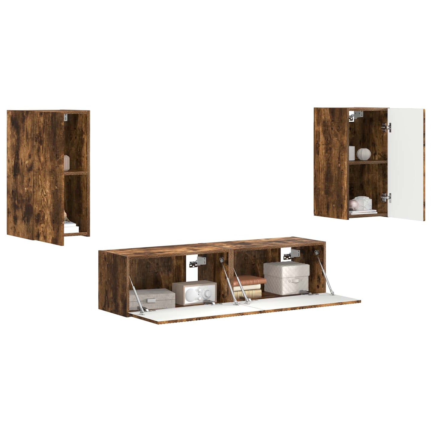 TV Cabinet Set 4 pcs Smoked Oak Engineered Wood