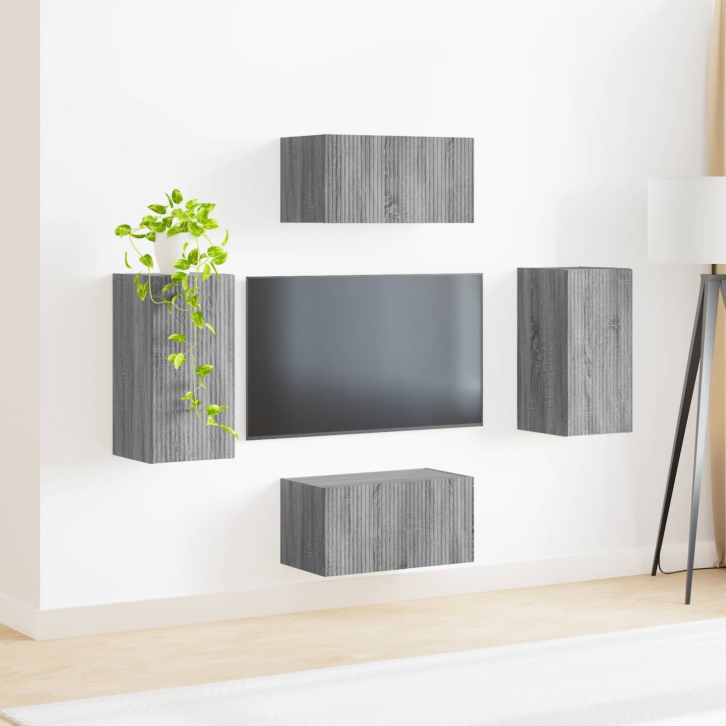 TV Cabinet Set 4 pcs Grey Sonoma Engineered Wood