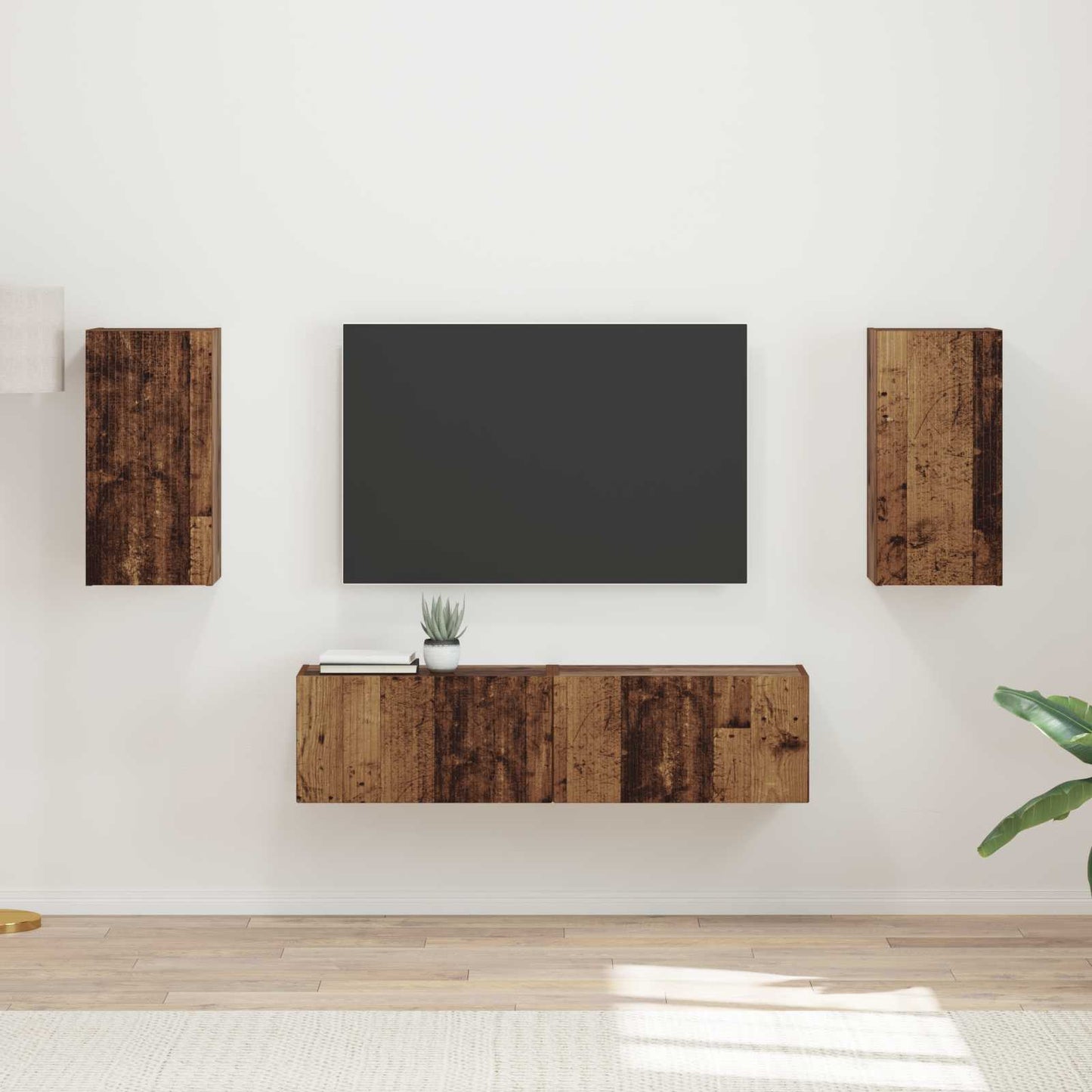 TV Cabinet Set 4 pcs Old Wood Engineered Wood