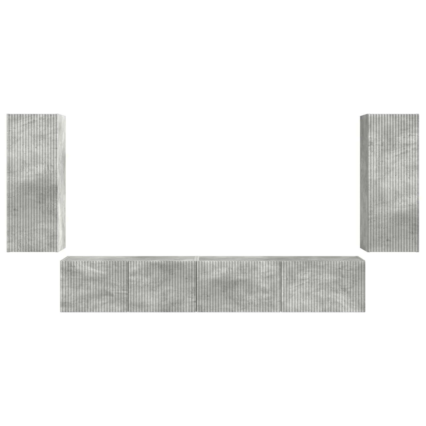 TV Cabinet Set 4 pcs Concrete Grey Engineered Wood