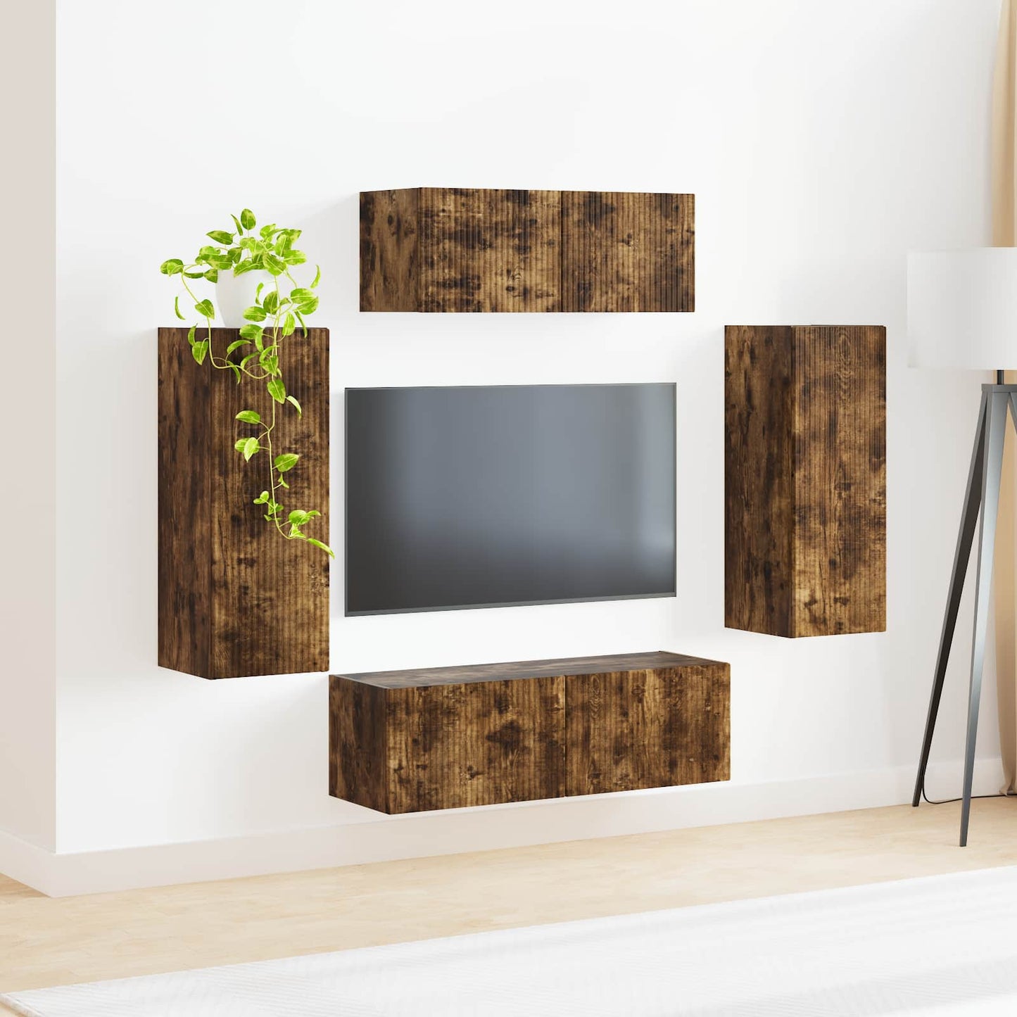 TV Cabinet Set 4 pcs Smoked Oak Engineered Wood