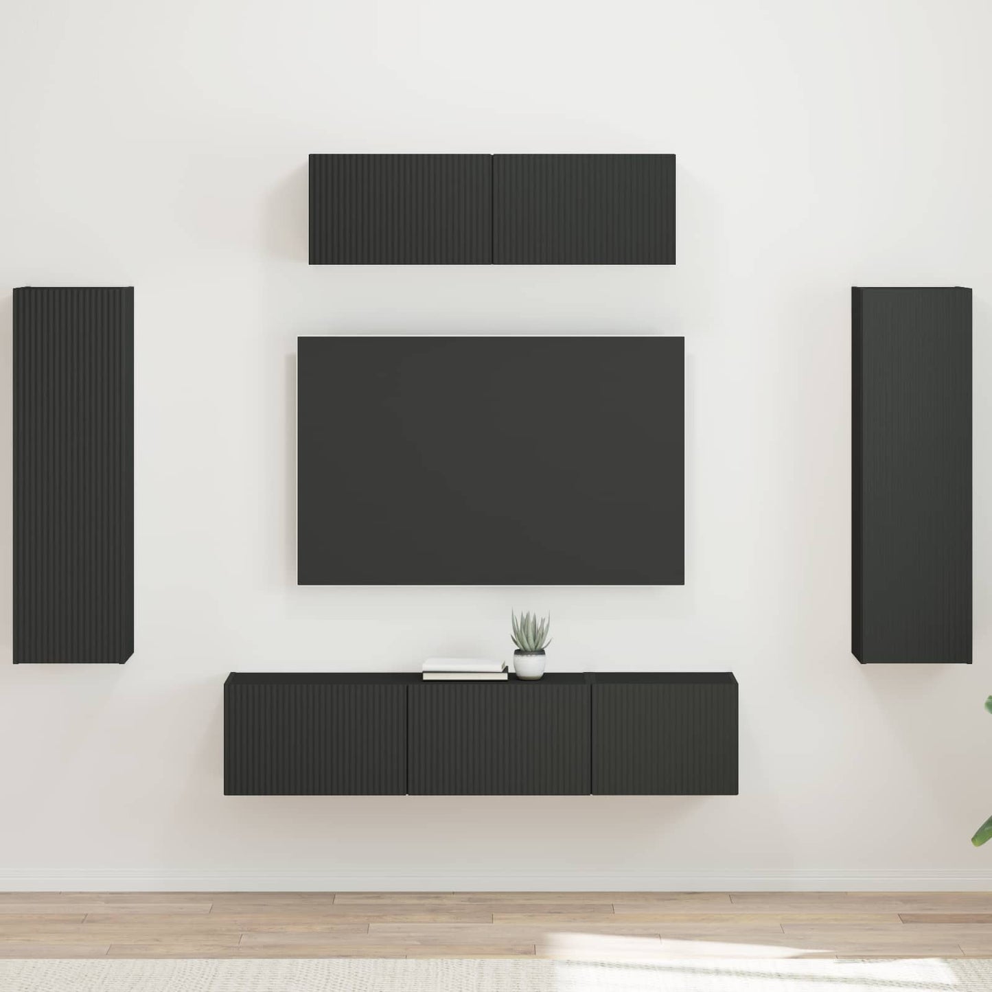TV Cabinet 5 pcs Black