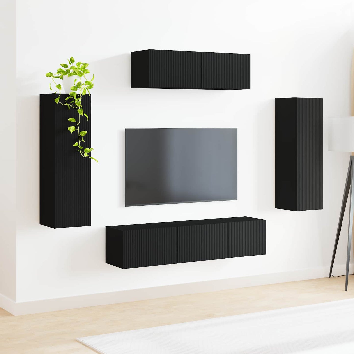 TV Cabinet 5 pcs Black