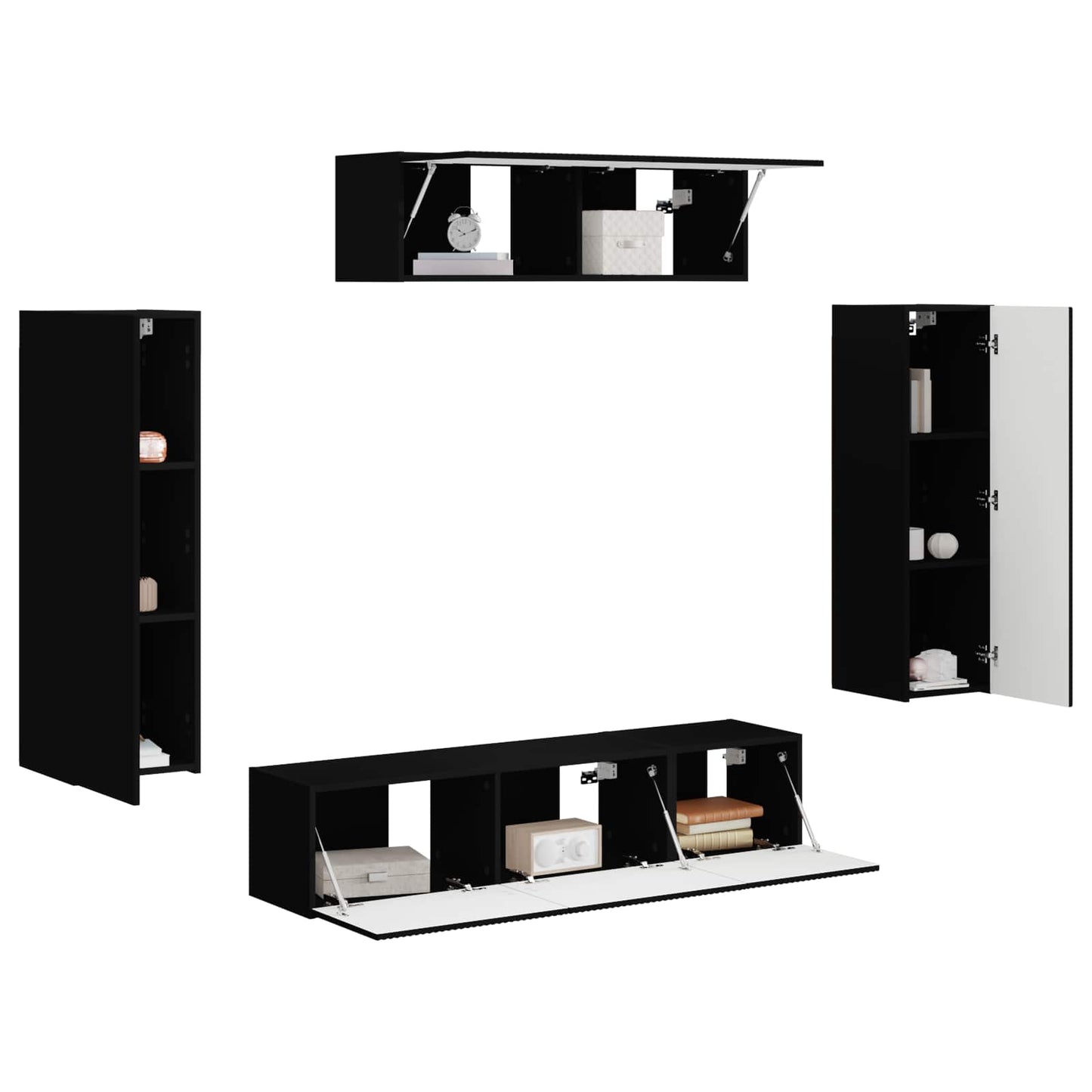 TV Cabinet 5 pcs Black
