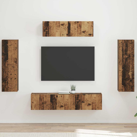 TV Cabinet 5 pcs Old Wood