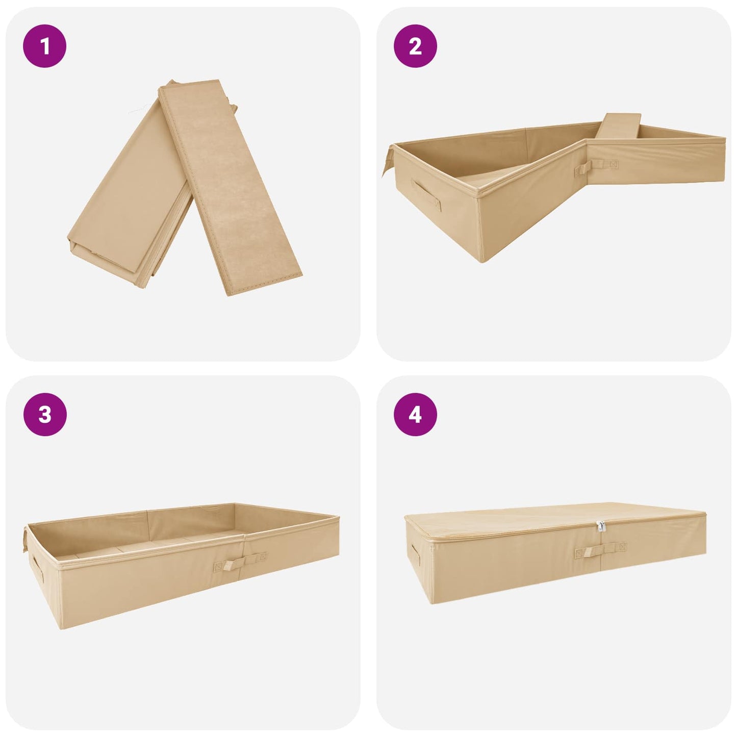 Storage Box Cream 90 x 48 x 15 cm Non-woven fabric