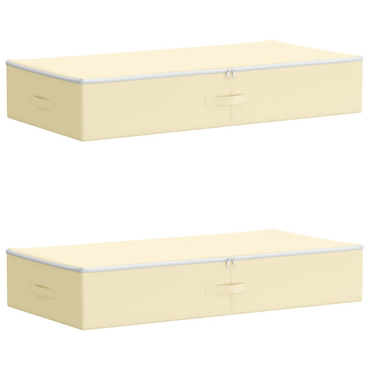 Storage Box 2 pcs Non-woven fabric 100 x 50 x 18 cm 90 L Cream