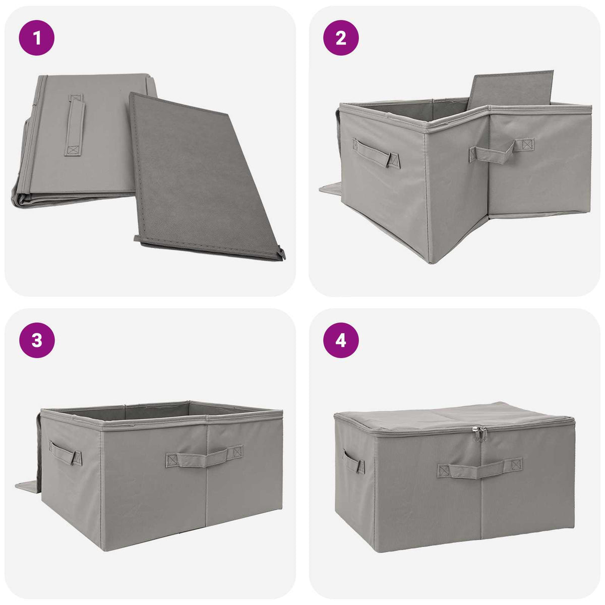 Storage Box 24 pcs Non-woven fabric 50 x 30 x 25 cm 37.5 L Grey