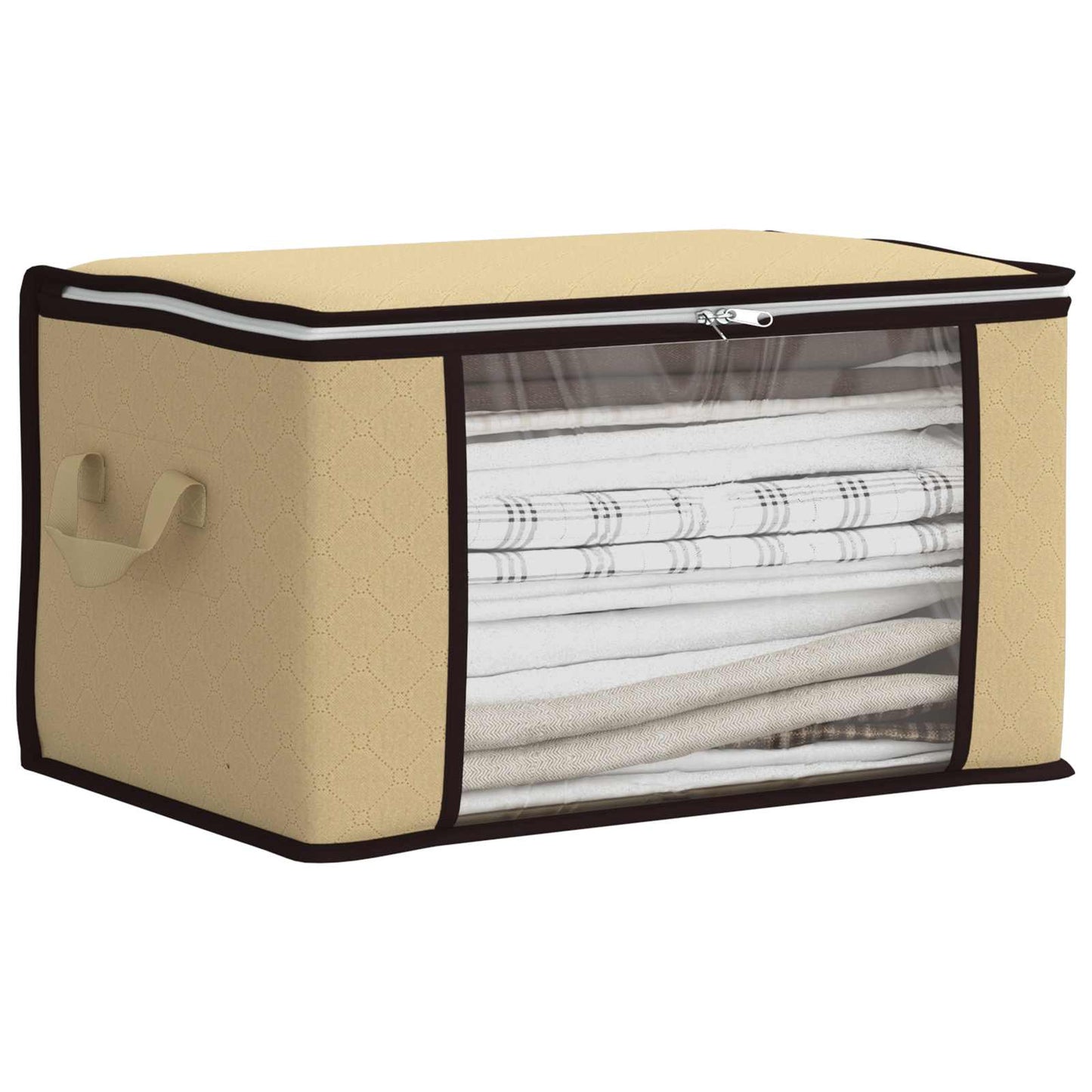 Storage Box with Transparent Side Window 2 pcs Cream