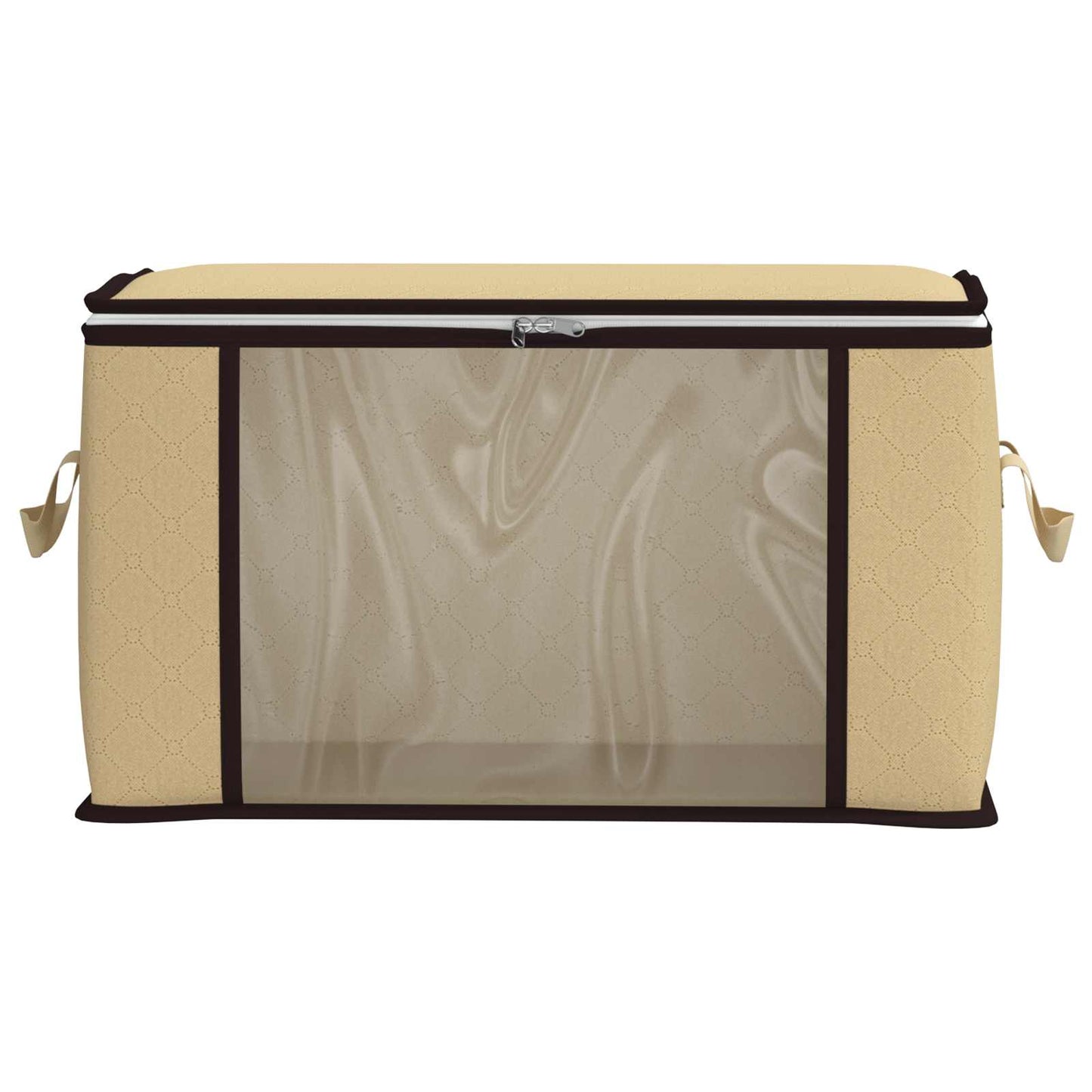 Storage Box with Transparent Side Window 2 pcs Cream