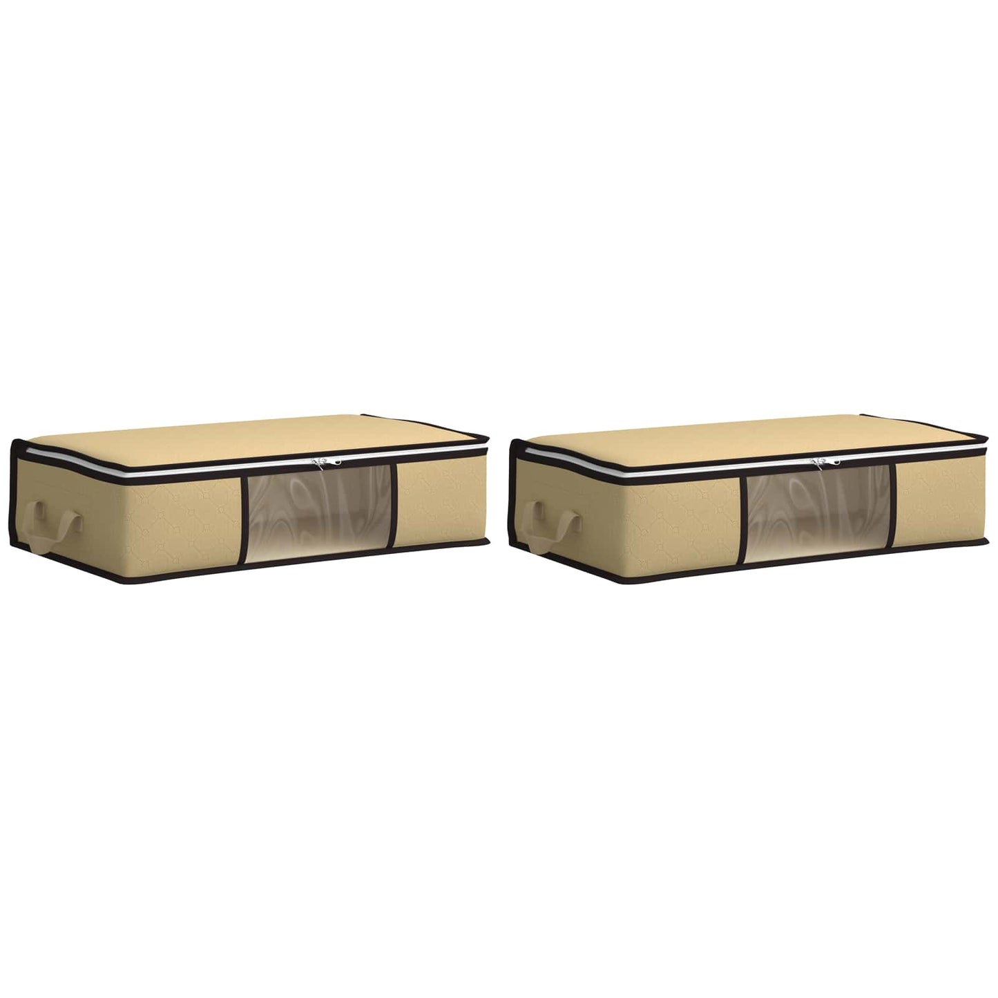 Storage Box with Transparent Side Window 2 pcs Cream