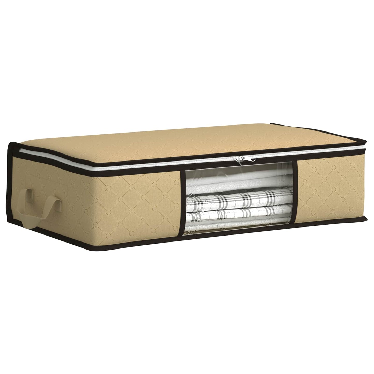 Storage Box with Transparent Side Window 2 pcs Cream