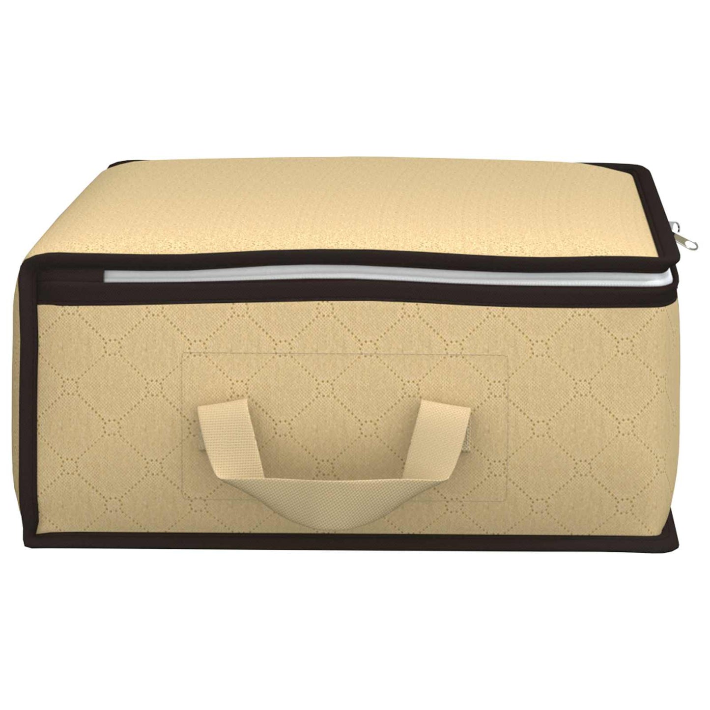 Storage Box with Transparent Side Window 2 pcs Cream