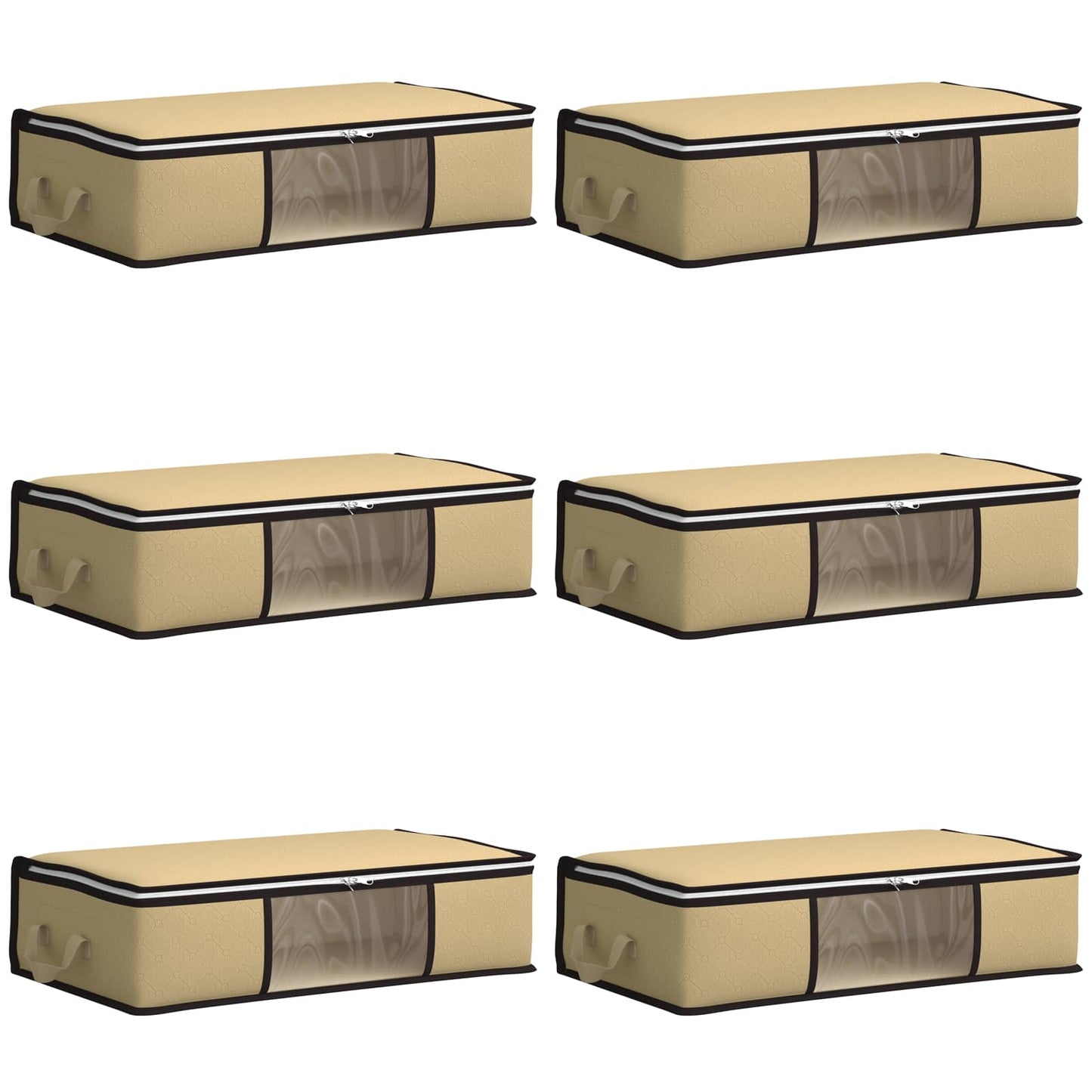 Storage Box with Transparent Side Window 6 pcs Cream