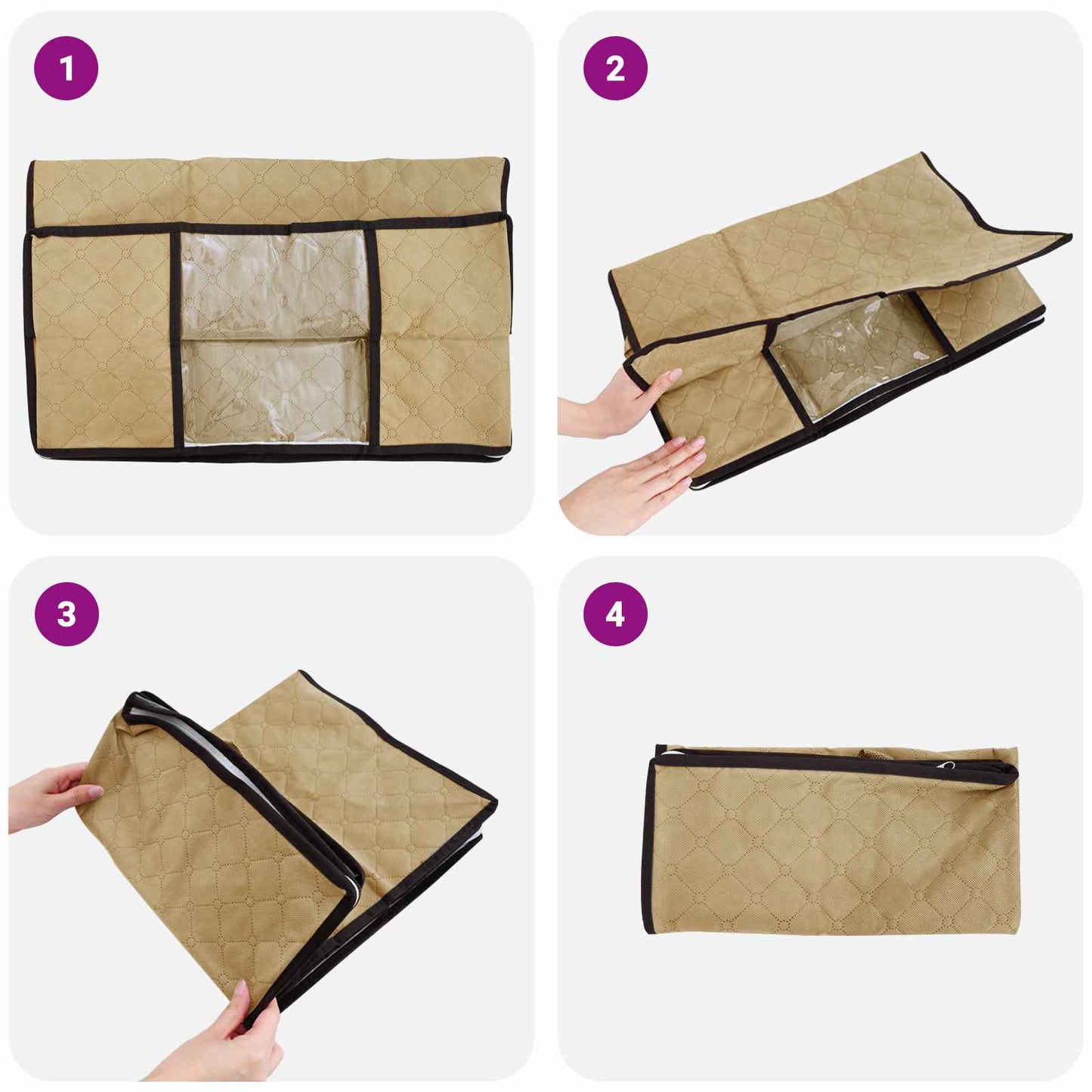 Storage Box with Transparent Side Window 6 pcs Cream