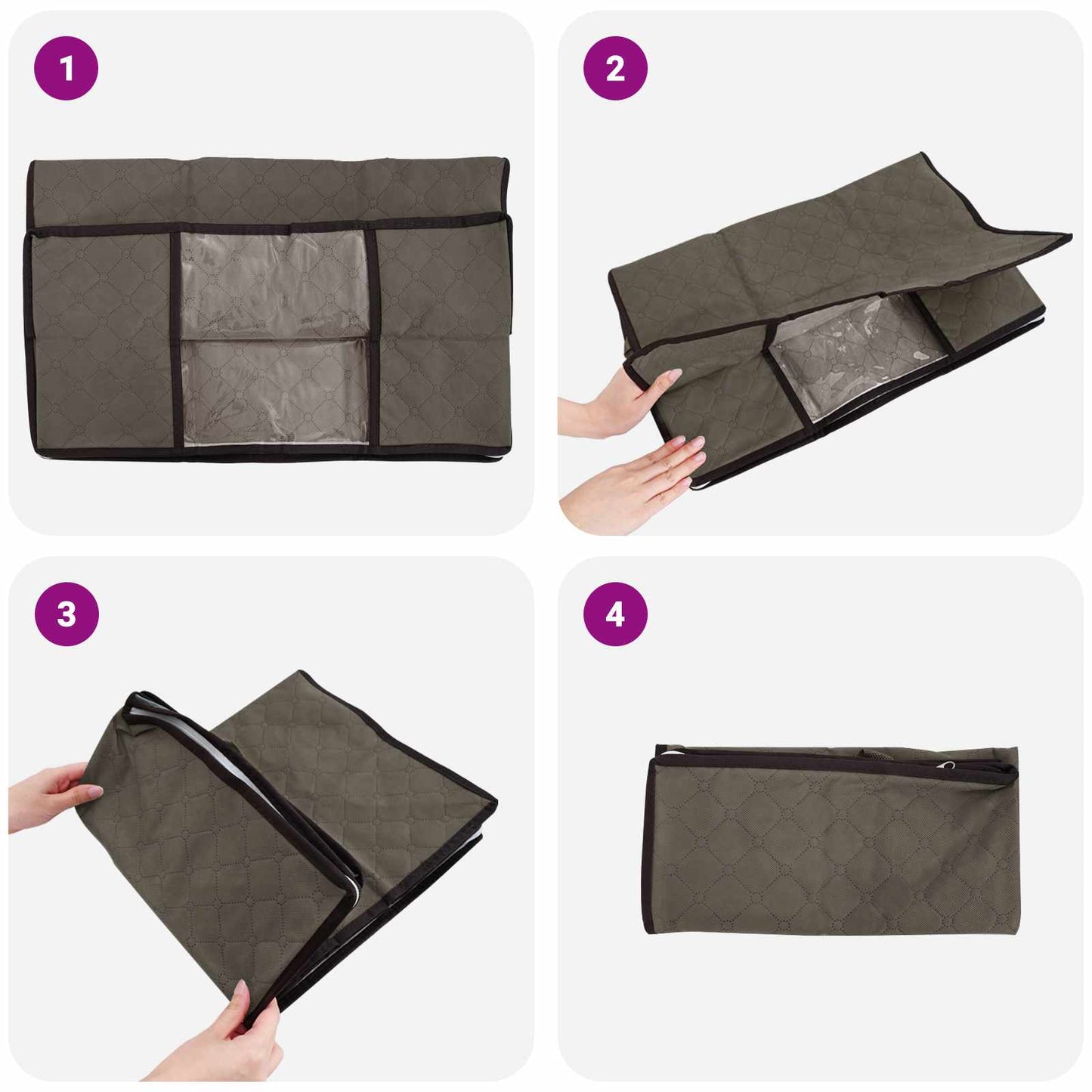 Storage Box with Transparent Side Window 2 pcs Grey