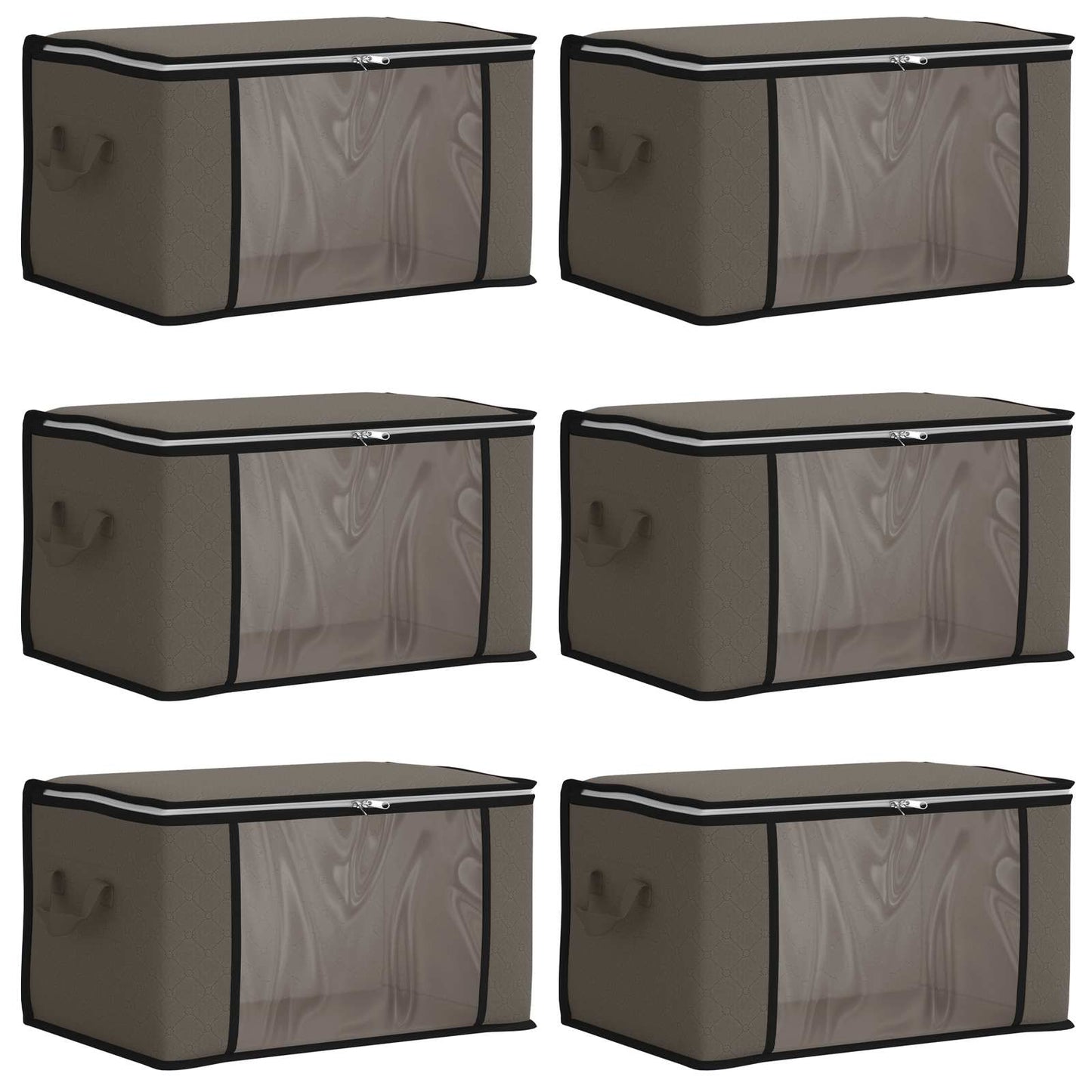 Storage Box with Transparent Side Window 6 pcs Grey