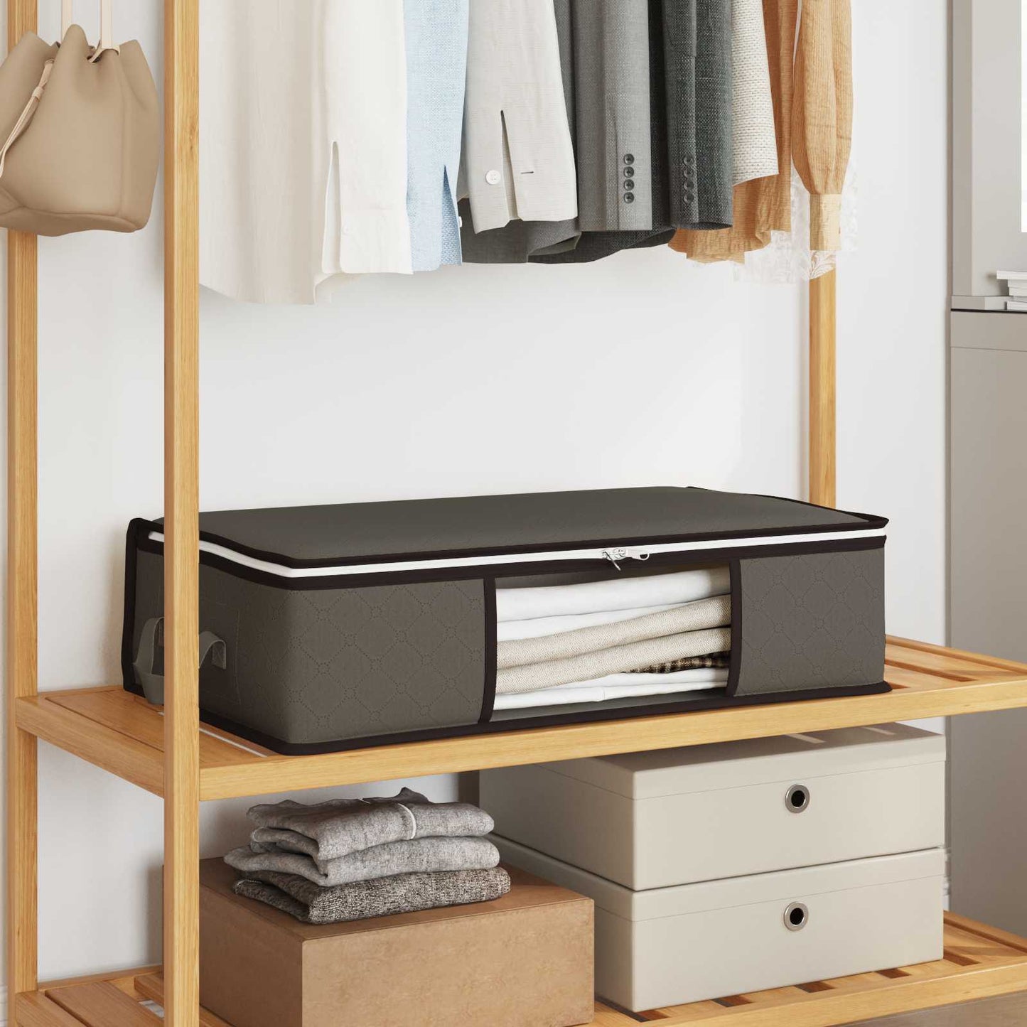 Storage Box with Transparent Side Window 2 pcs Grey