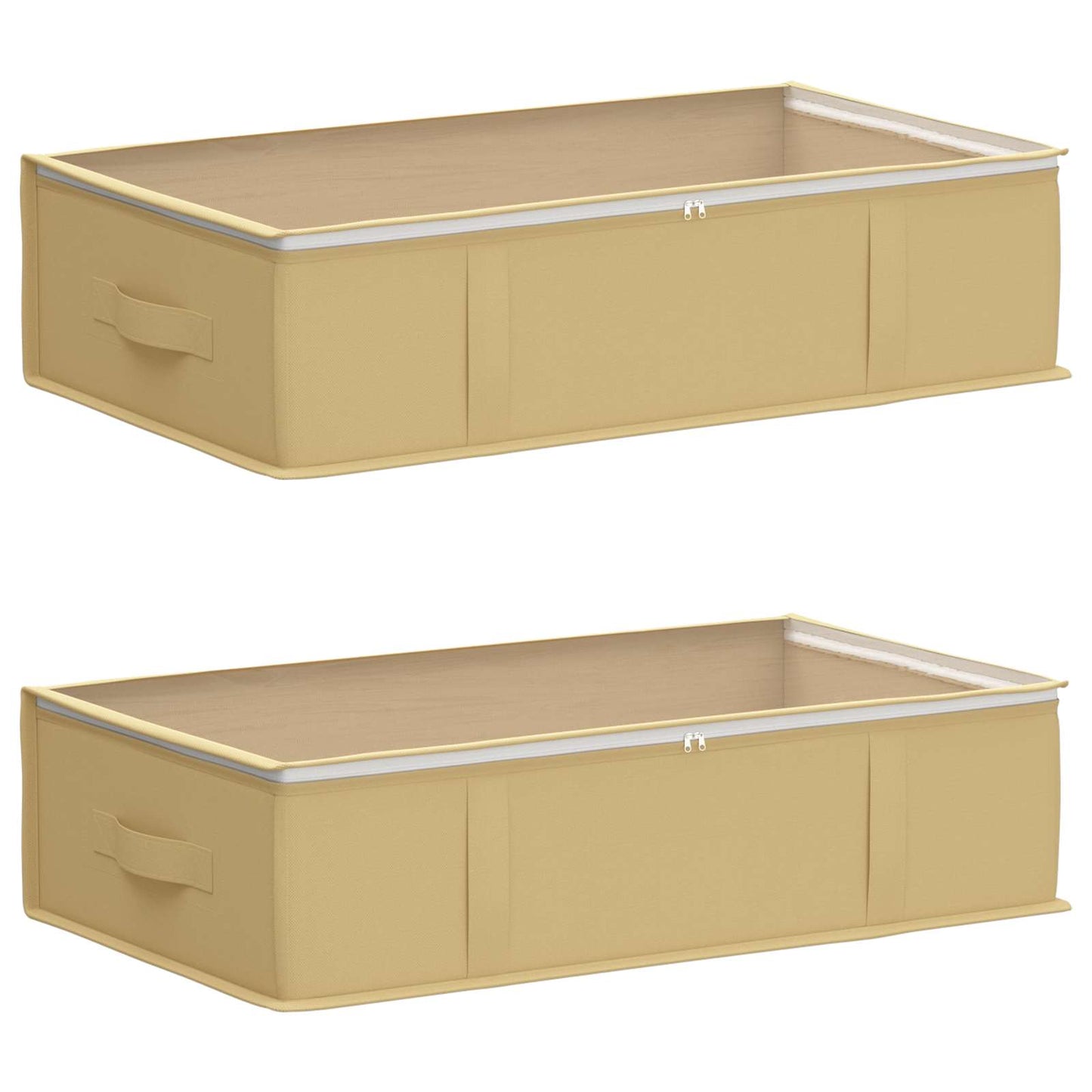 Storage Box with Transparent Top Window 2 pcs Cream
