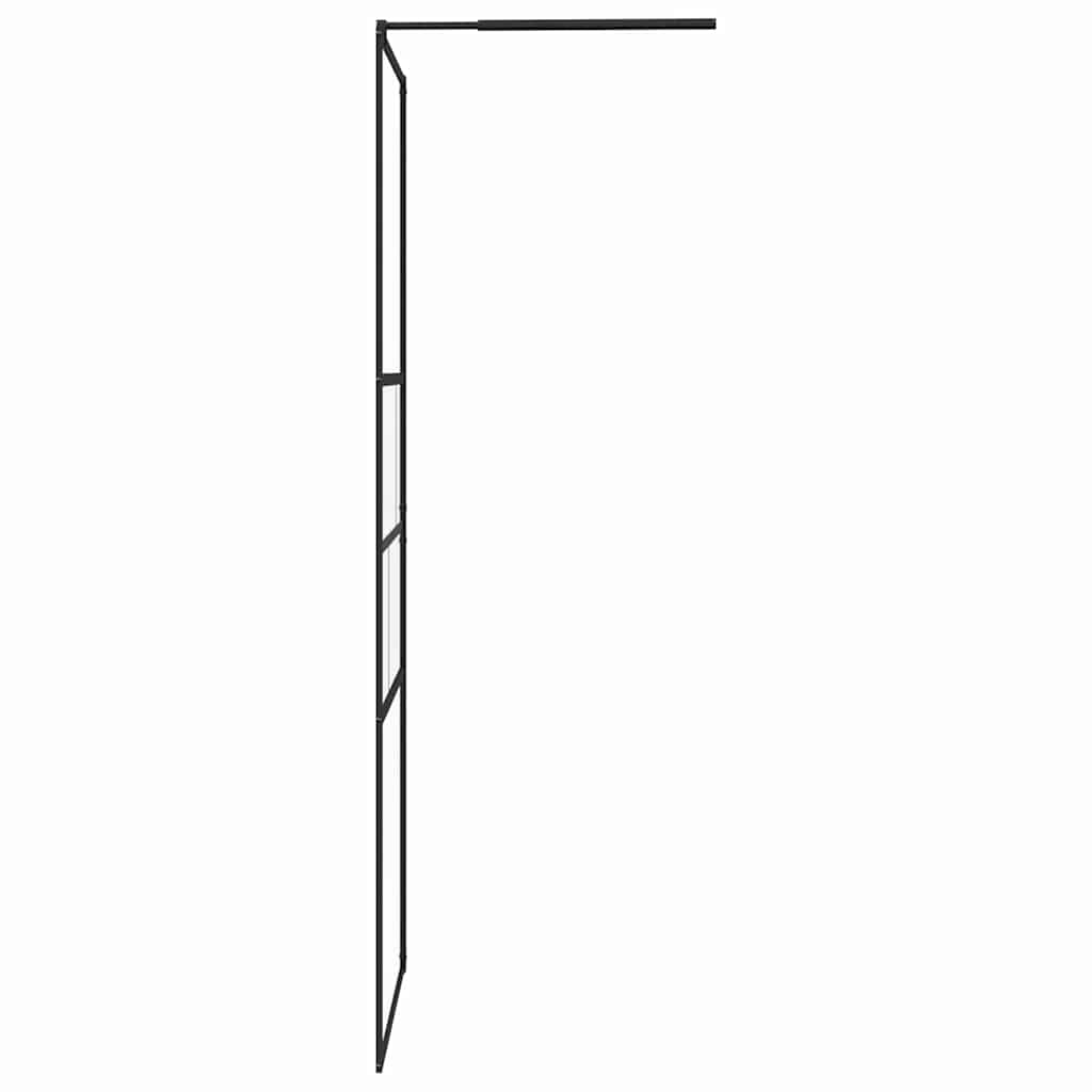 Walk-in Shower Wall Black 80 x 195 x 0.5 cm Glass and Aluminium