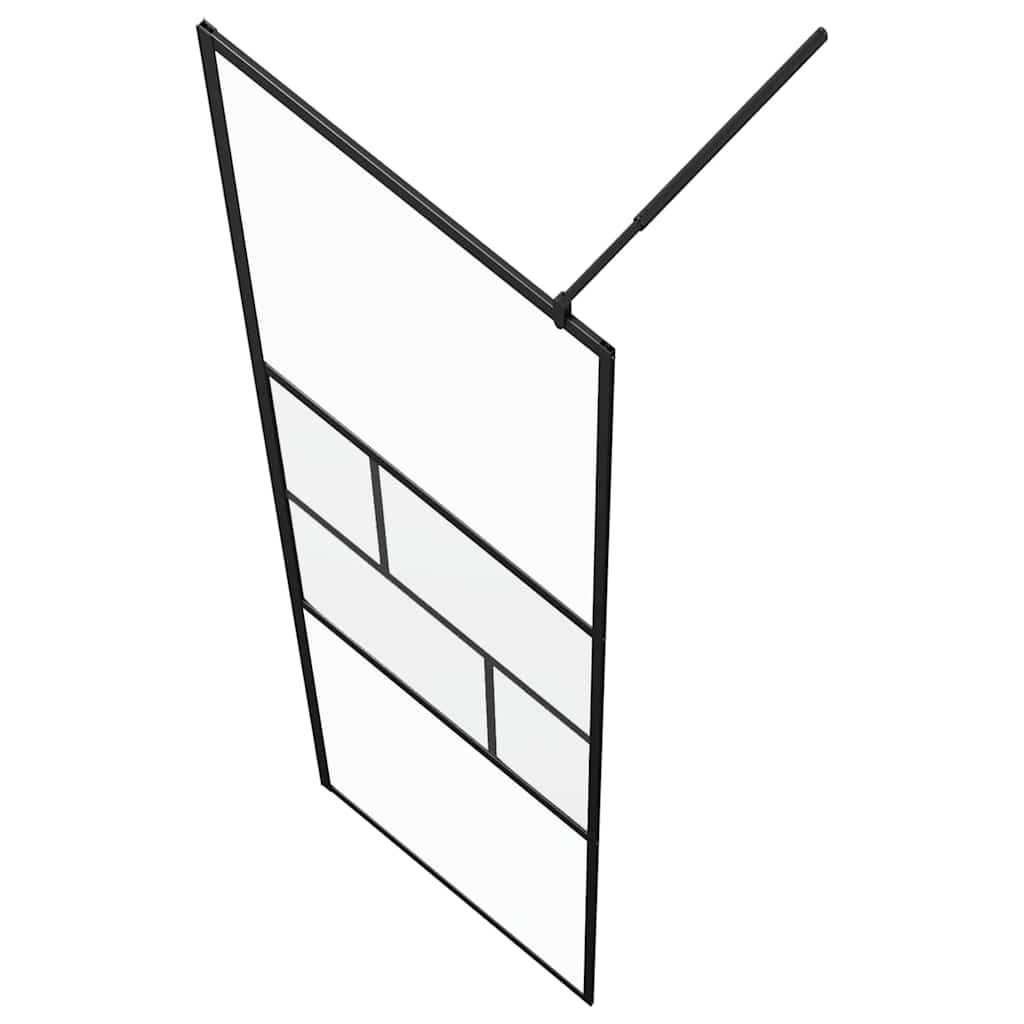 Walk-in Shower Wall Black 90 x 195 x 0.5 cm Glass and Aluminium