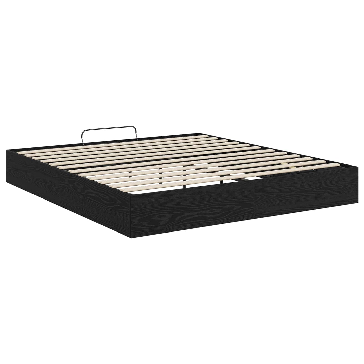 Ottoman Bed Frame Black Oak 203 x 160 x 25 cm Engineered Wood