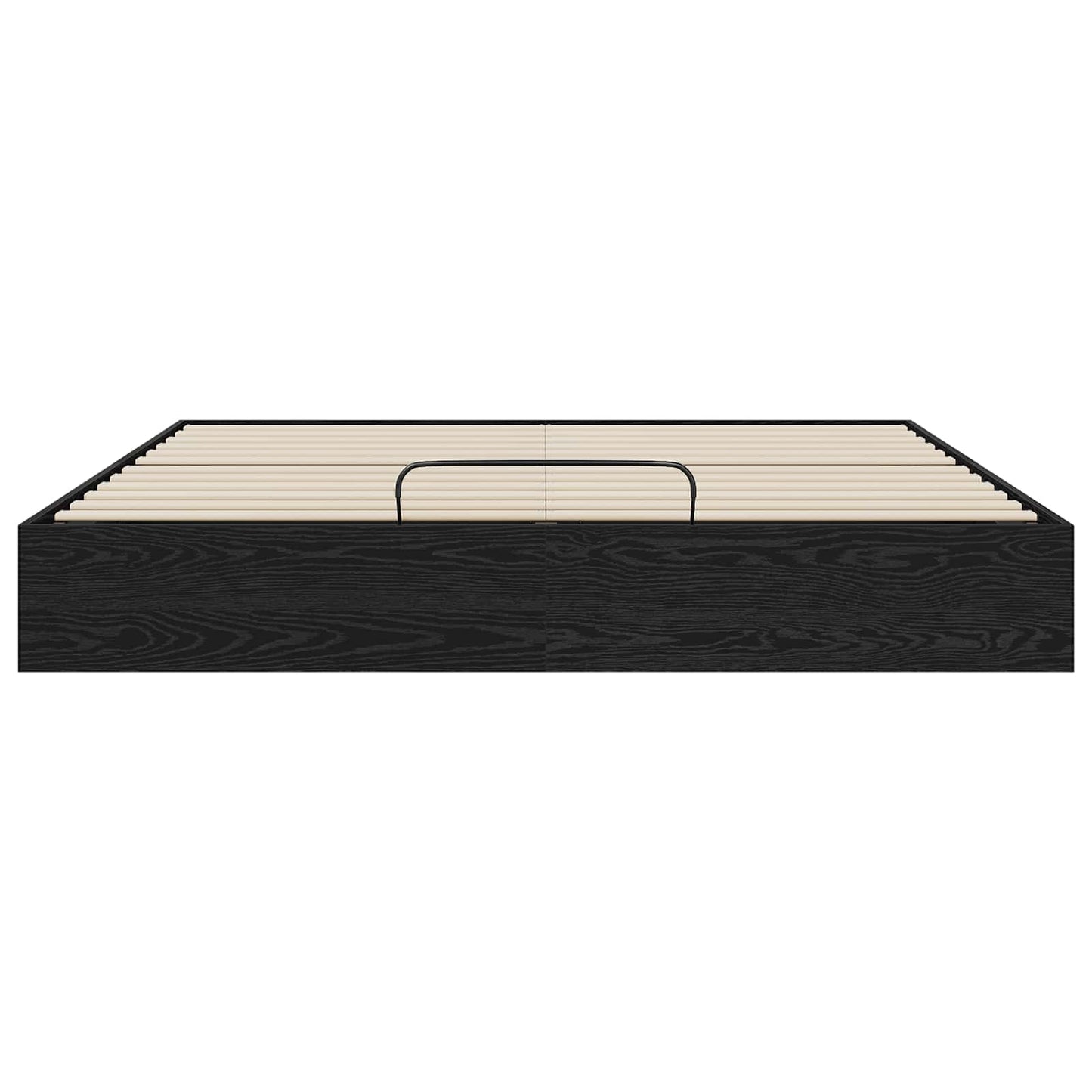 Ottoman Bed Frame Black Oak 203 x 160 x 25 cm Engineered Wood