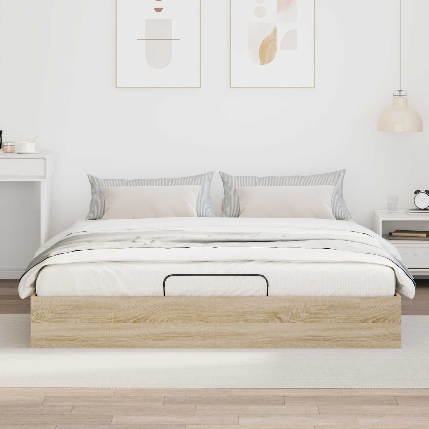 Ottoman Bed Frame Sonoma Oak 203 x 160 x 25 cm Engineered Wood