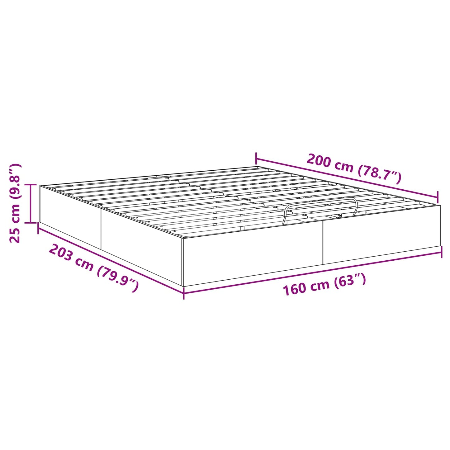 Ottoman Bed Frame Sonoma Oak 203 x 160 x 25 cm Engineered Wood