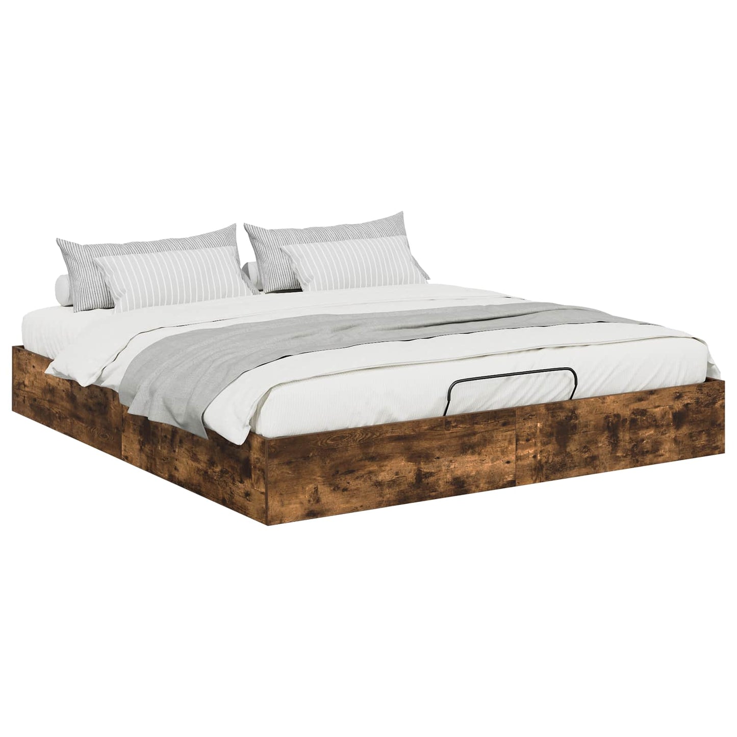 Ottoman Bed Frame Smoked Oak 203 x 160 x 25 cm Engineered Wood
