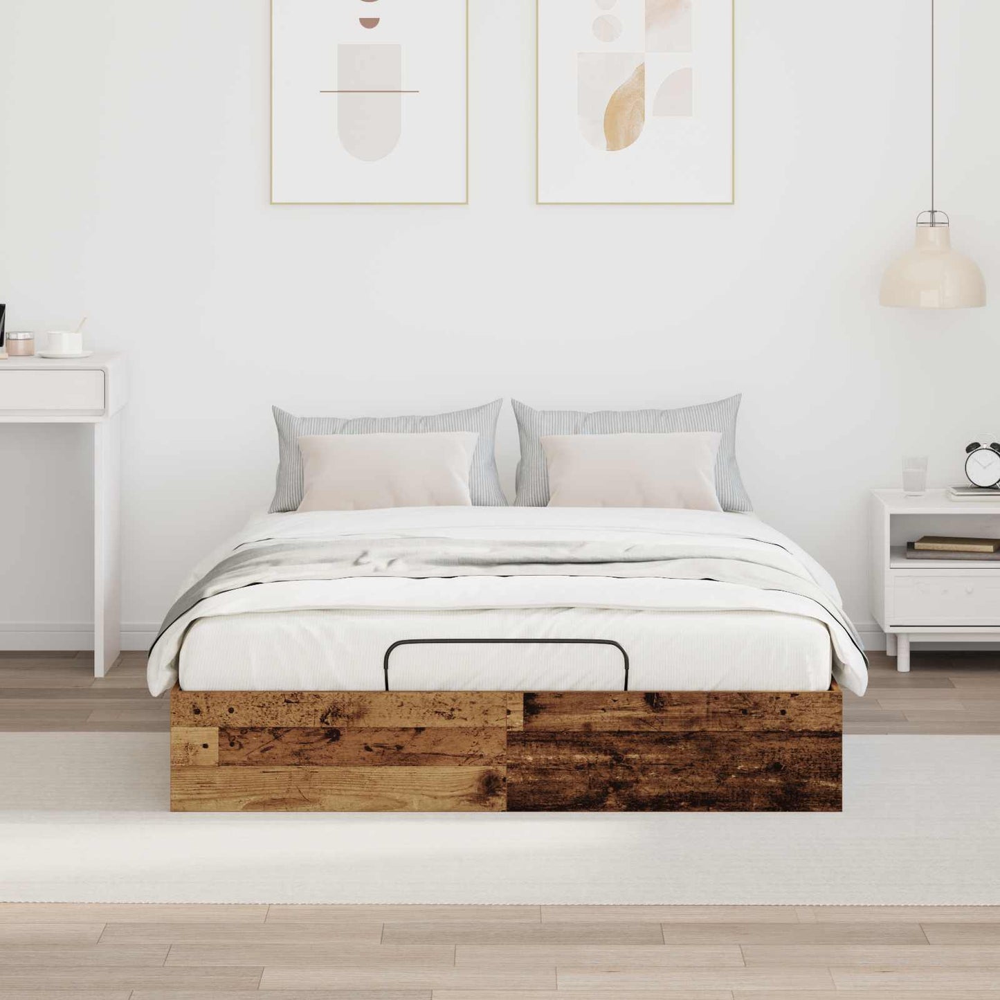 Ottoman Bed Frame Old Wood 203 x 140 x 25 cm Engineered Wood
