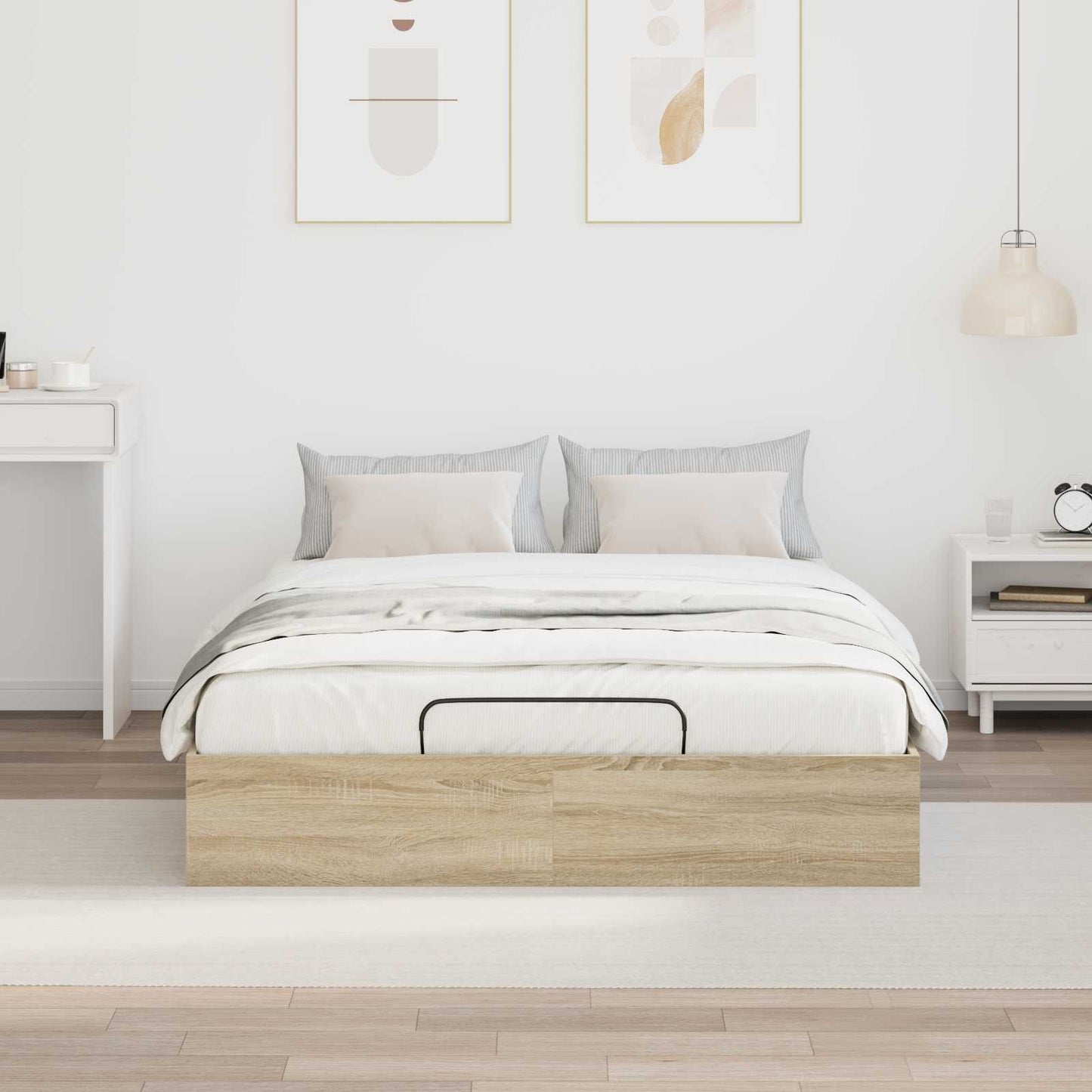 Ottoman Bed Frame Sonoma Oak 203 x 120 x 25 cm Engineered Wood