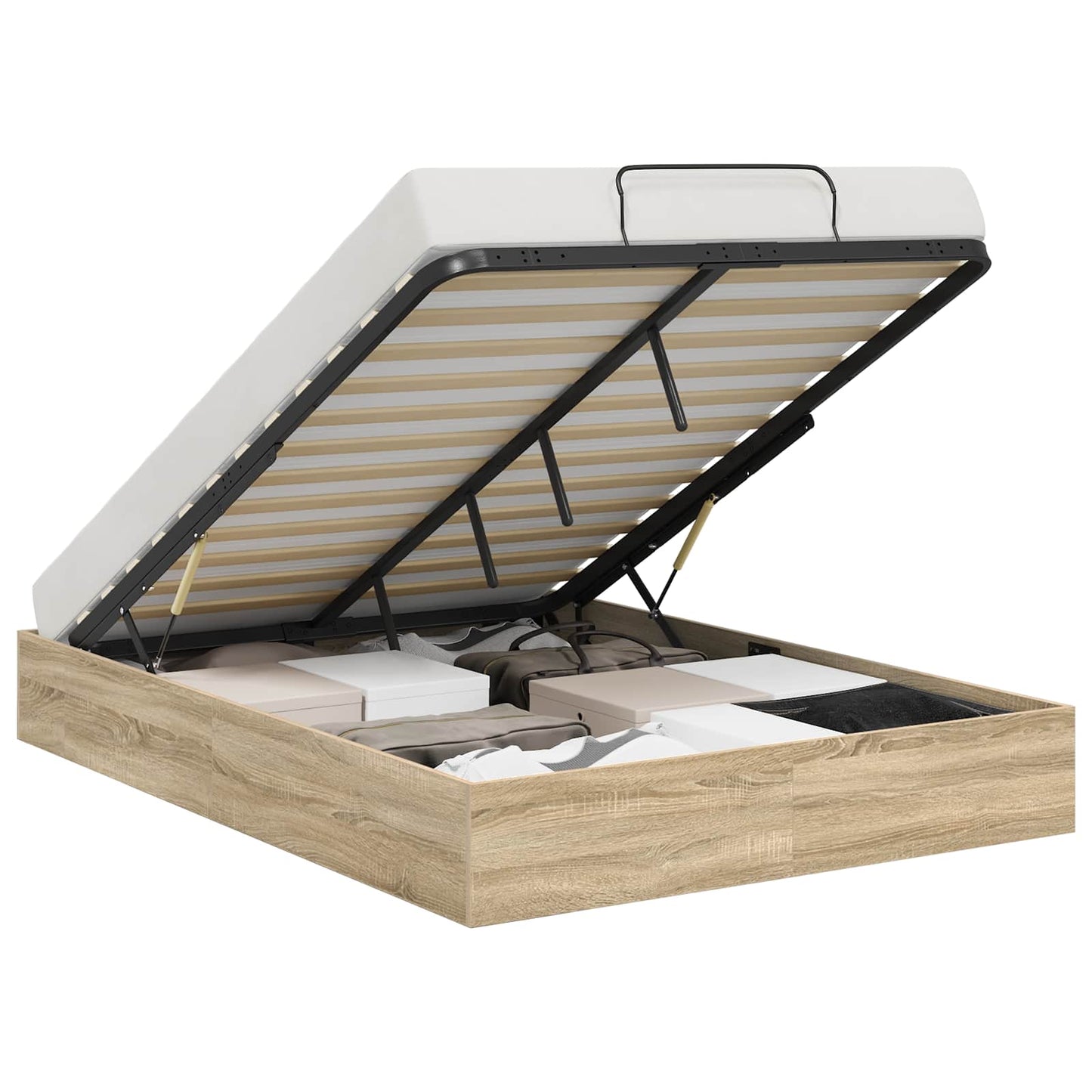 Ottoman Bed Frame Sonoma Oak 203 x 120 x 25 cm Engineered Wood
