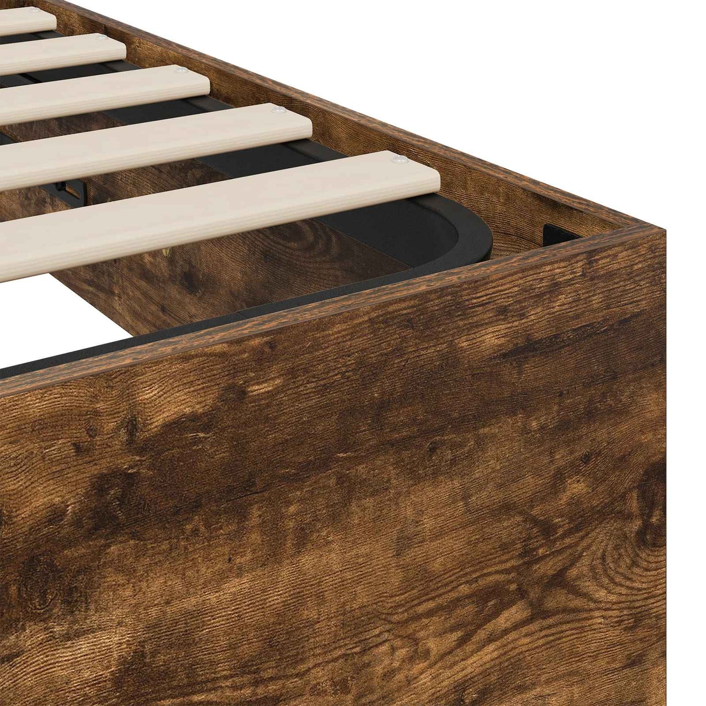 Ottoman Bed Frame Smoked Oak 203 x 120 x 25 cm Engineered Wood