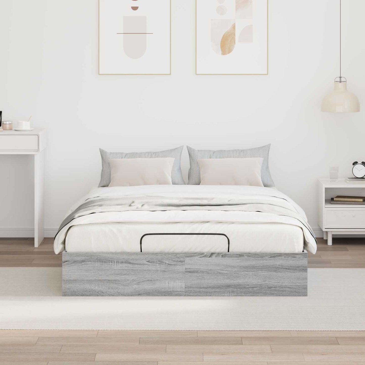 Ottoman Bed Frame Grey Sonoma 203 x 120 x 25 cm Engineered Wood
