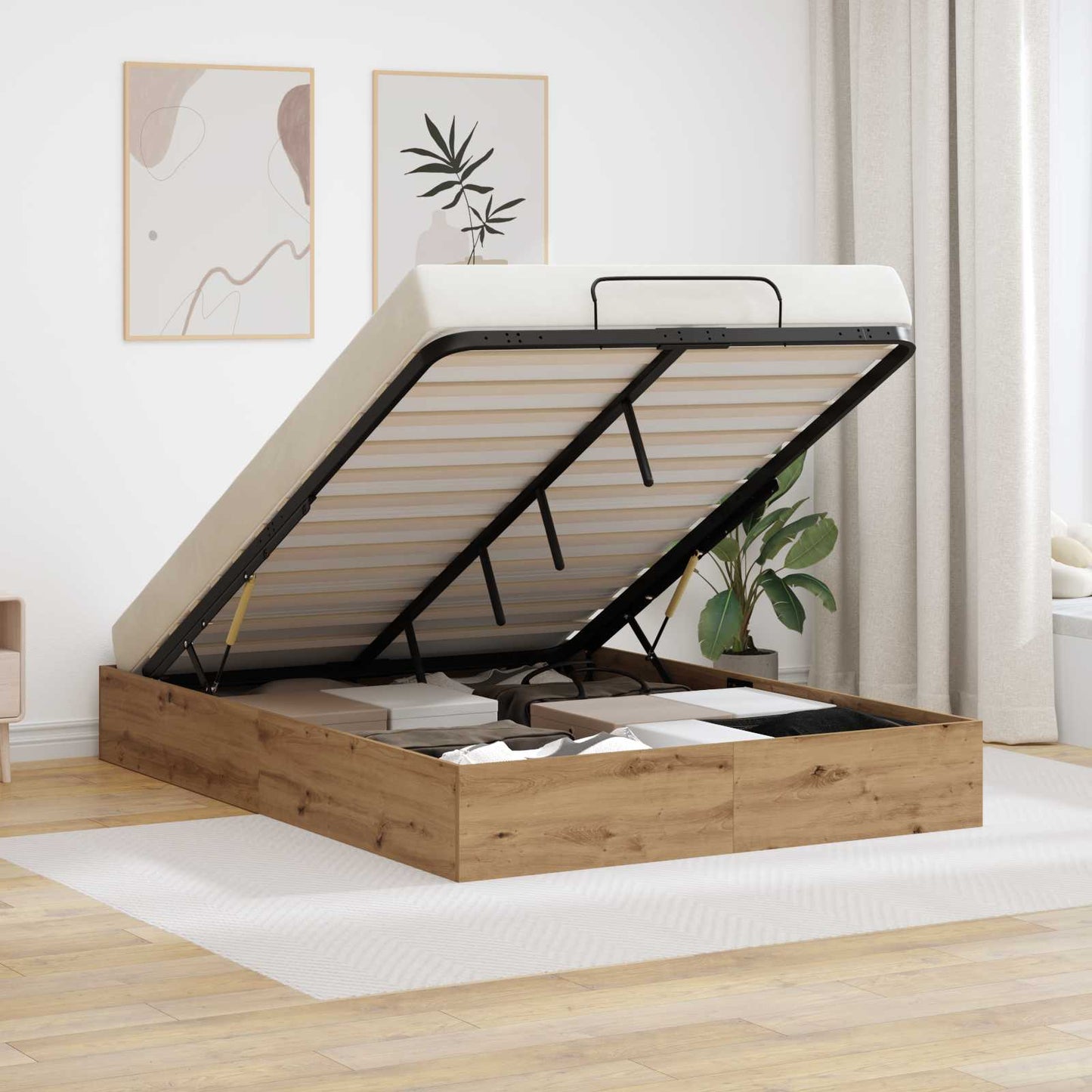 Ottoman Bed Frame Artisan Oak 120 x 200 cm Engineered Wood
