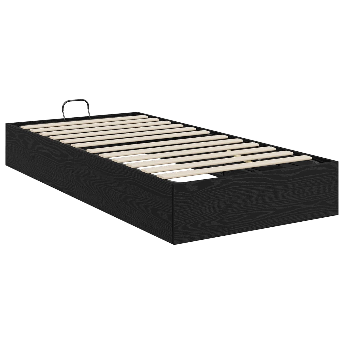Ottoman Bed Frame Black Oak 203 x 90 x 25 cm Engineered Wood