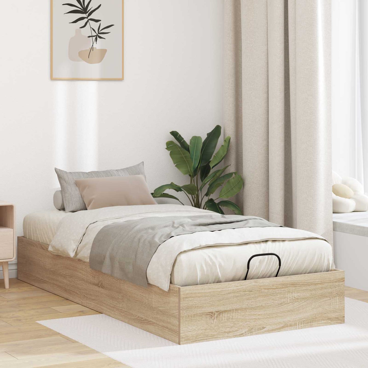Ottoman Bed Frame Sonoma Oak 203 x 90 x 25 cm Engineered Wood