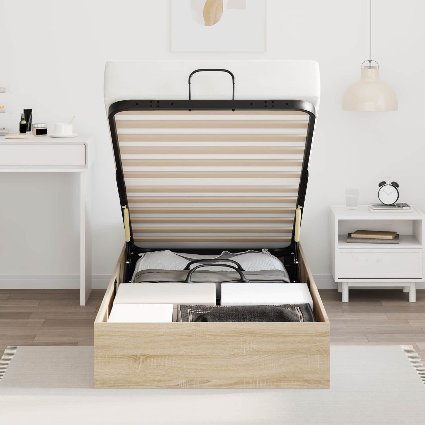 Ottoman Bed Frame Sonoma Oak 203 x 90 x 25 cm Engineered Wood