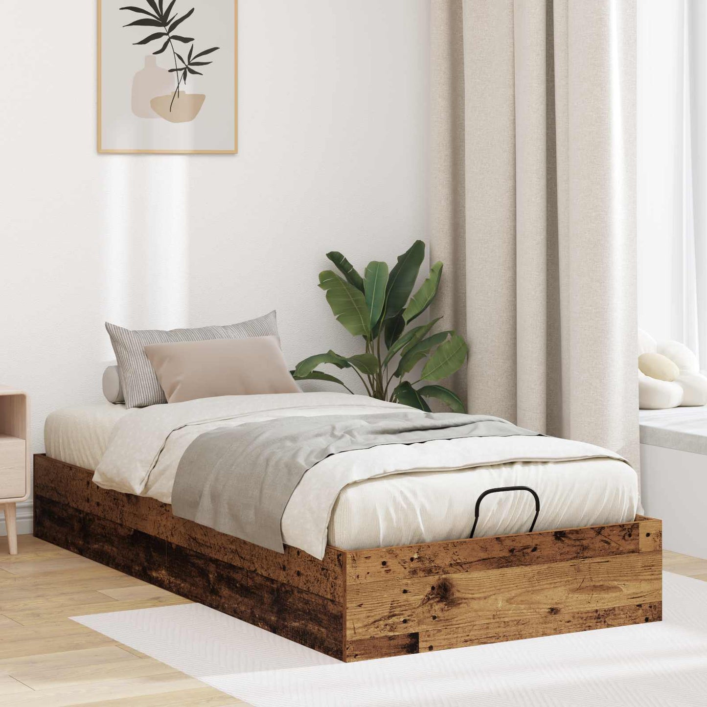 Ottoman Bed Frame Old Wood 203 x 90 x 25 cm Engineered Wood