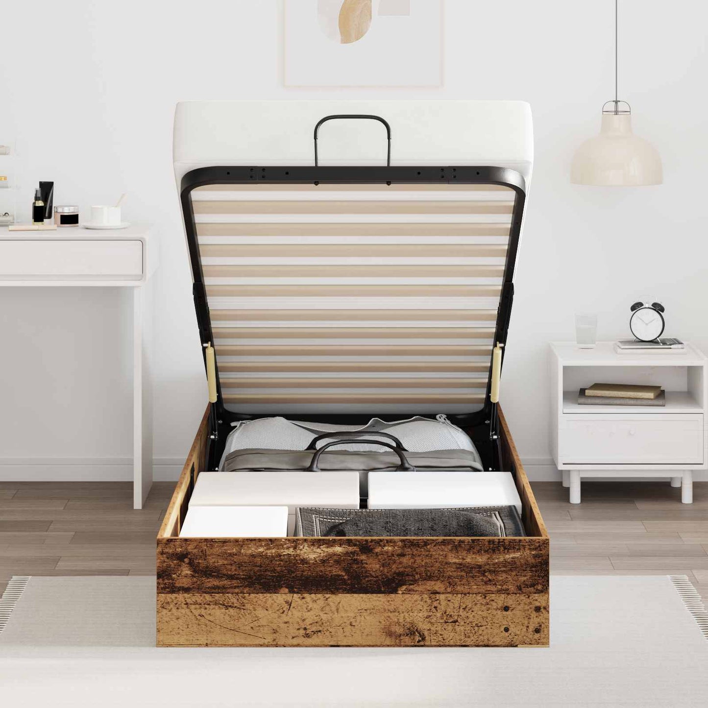 Ottoman Bed Frame Old Wood 203 x 90 x 25 cm Engineered Wood