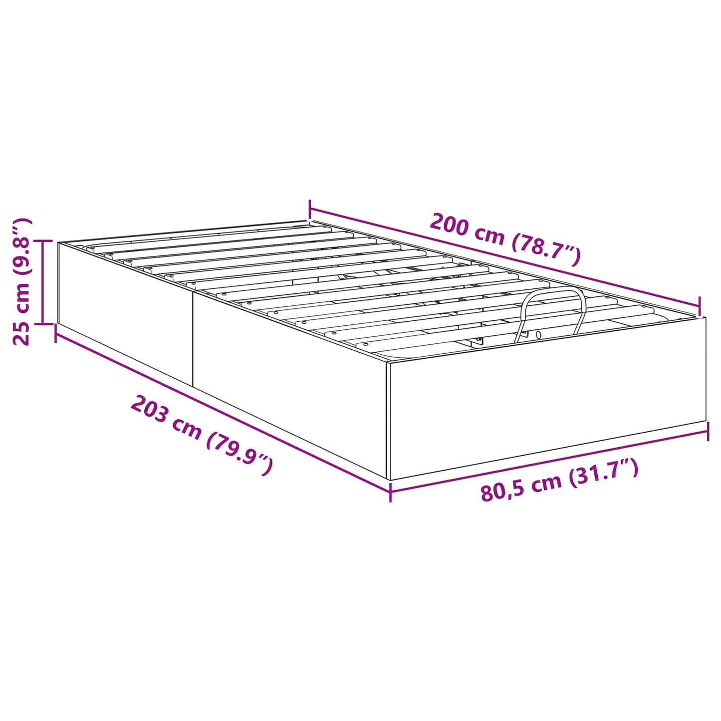 Ottoman Bed Frame Concrete Grey 80.5 x 200 cm Engineered Wood