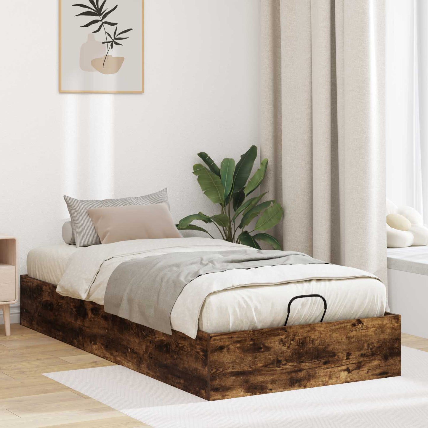 Ottoman Bed Frame Smoked Oak 80.5 x 200 cm Engineered Wood
