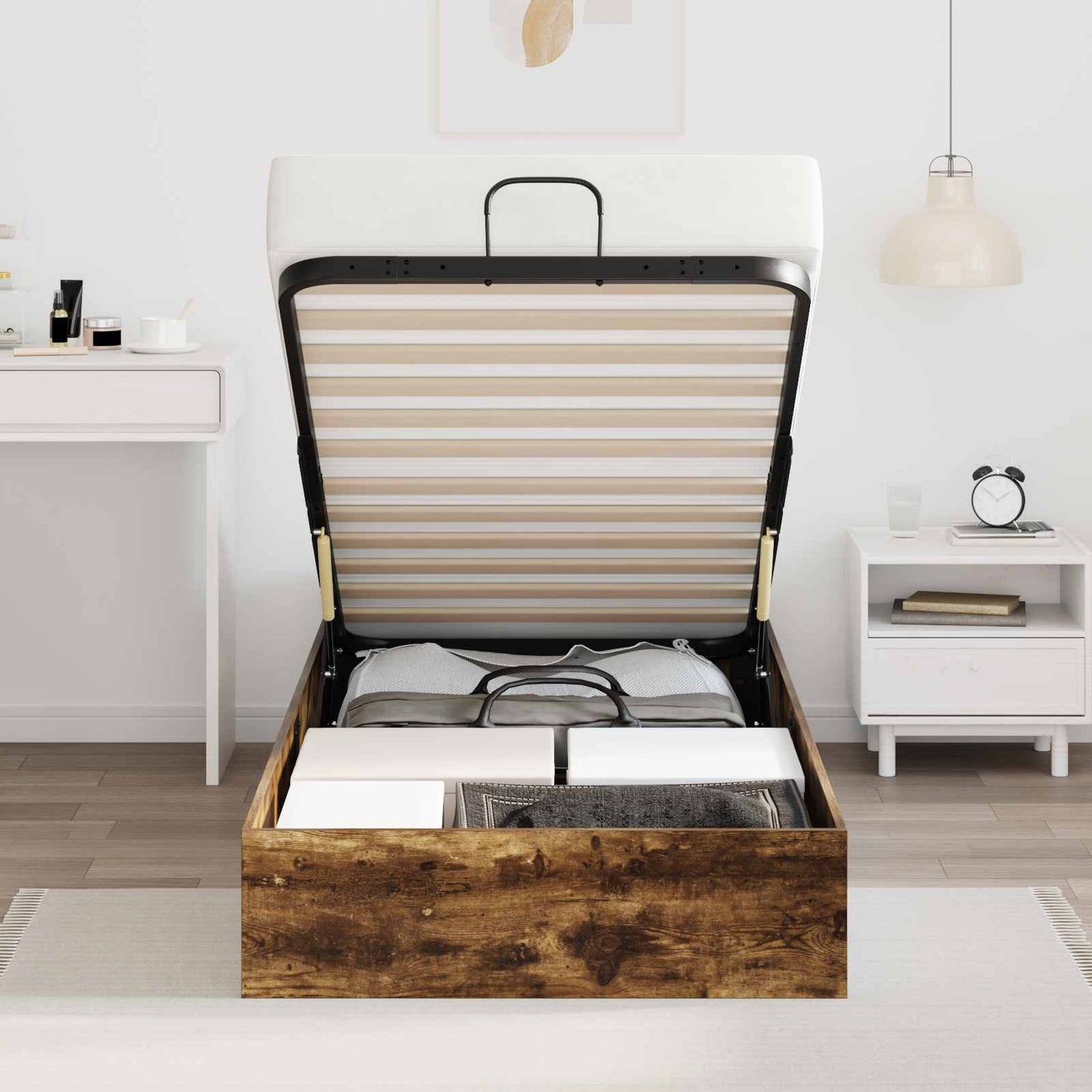 Ottoman Bed Frame Smoked Oak 80.5 x 200 cm Engineered Wood