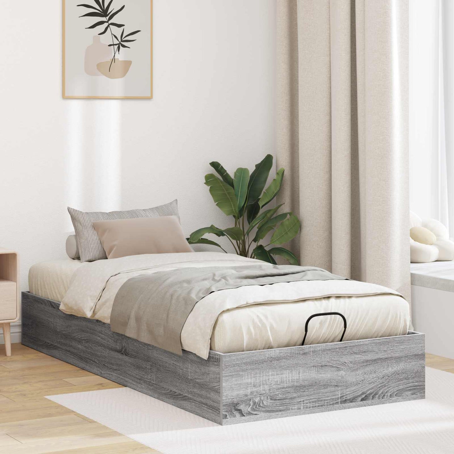 Ottoman Bed Frame Grey Sonoma 80.5 x 200 cm Engineered Wood