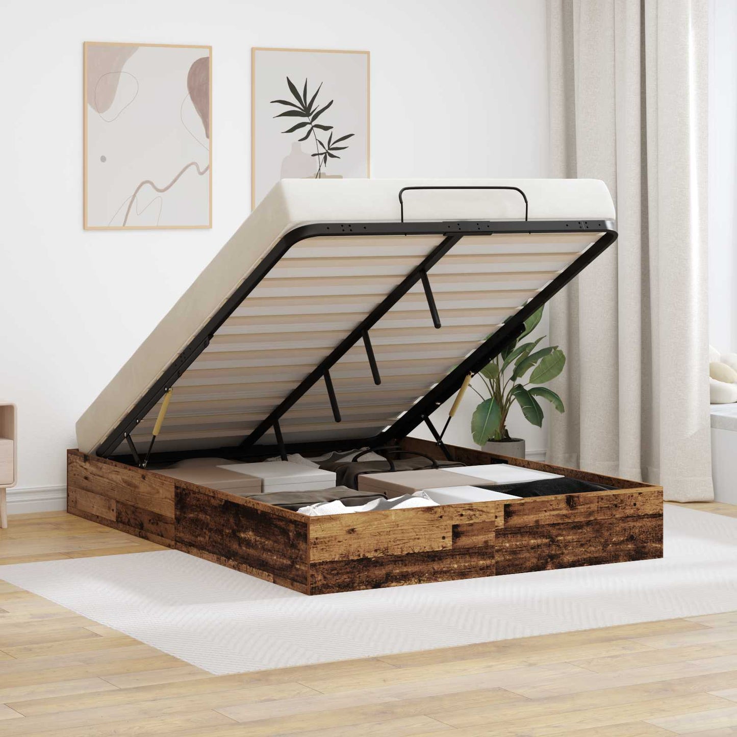 Ottoman Bed Frame Old Wood 193 x 140 x 25 cm Engineered Wood