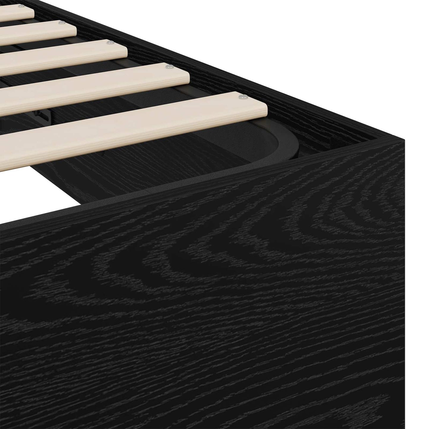 Ottoman Bed Frame Black Oak 193 x 135 x 25 cm Engineered Wood