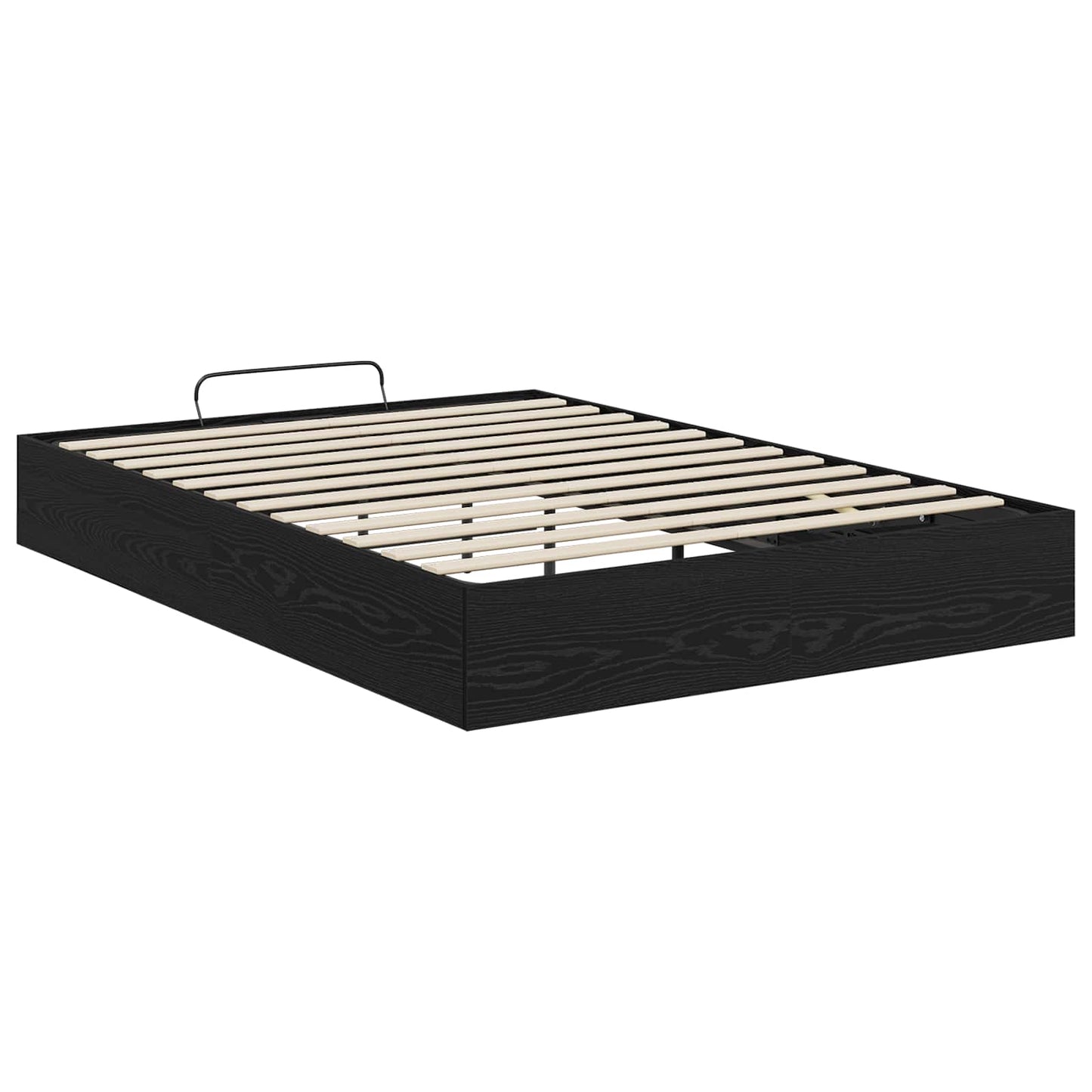 Ottoman Bed Frame Black Oak 193 x 135 x 25 cm Engineered Wood