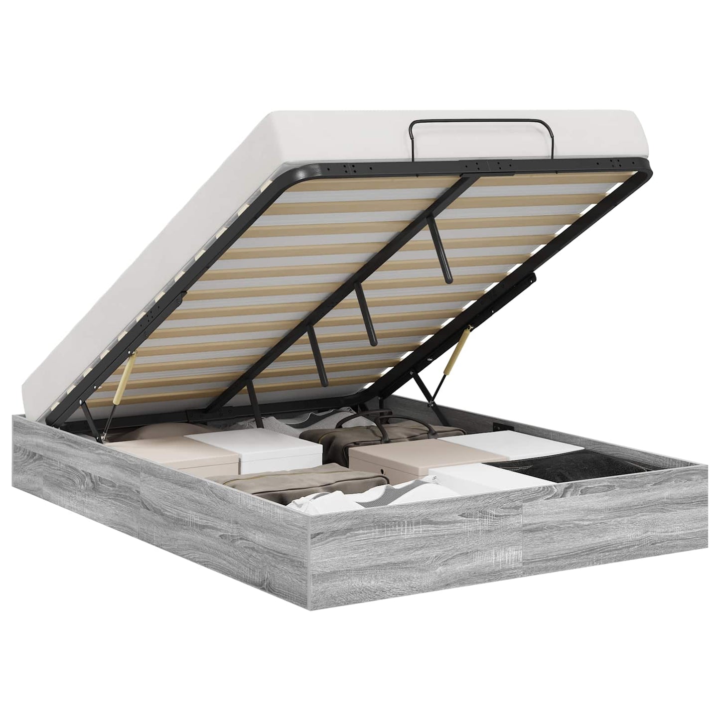Ottoman Bed Frame Grey Sonoma 193 x 135 x 25 cm Engineered Wood